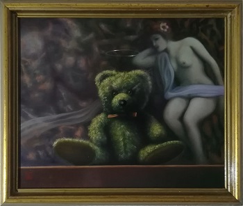 Billede af Niels Erik Skovballe maleriet "Bamse Kærlighed"